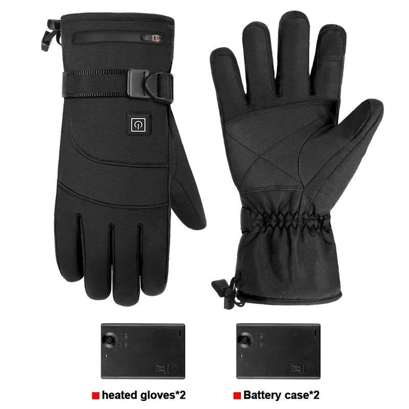 Winter Heated Gloves Snowmobile Skiing Warm Motorcycle Heated Gloves Waterproof Riding Heated Motorcyclist Gloves Touch Screen