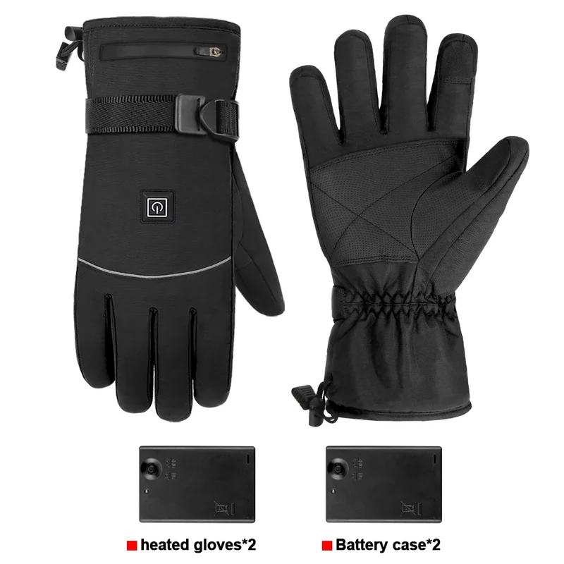 Winter Heated Gloves Snowmobile Skiing Warm Motorcycle Heated Gloves Waterproof Riding Heated Motorcyclist Gloves Touch Screen