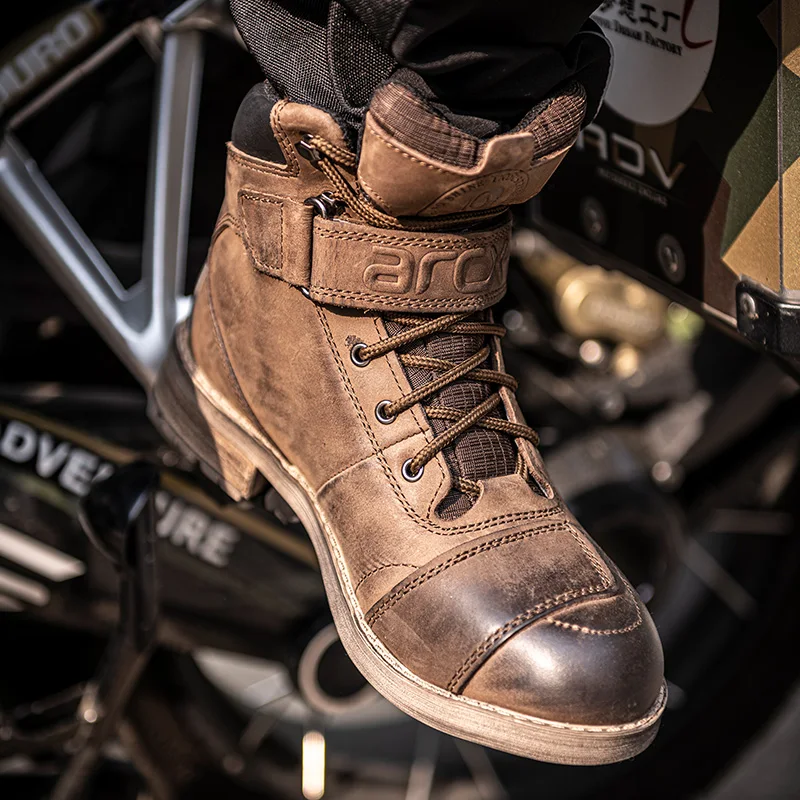 ARCX Men's Boots Retro VTG Martin Brown Cowboy Cowhide Leather Waterproof Motorcycle Racing/ Riding Shoes/ Motocross Accessories