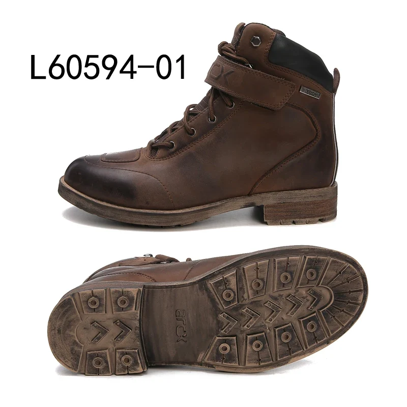 ARCX Men's Boots Retro VTG Martin Brown Cowboy Cowhide Leather Waterproof Motorcycle Racing/ Riding Shoes/ Motocross Accessories