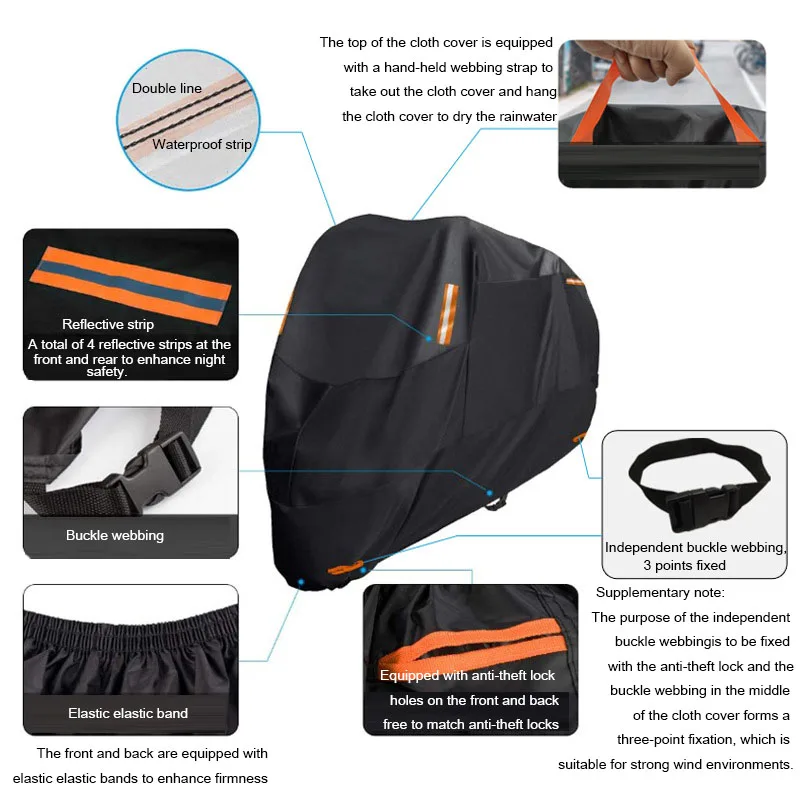 Motorcycle Cover 300D Polyester Covers Moto Scooter Raincoat Waterproof Protection for Honda Suzuki Kawasaki Yamaha BMW