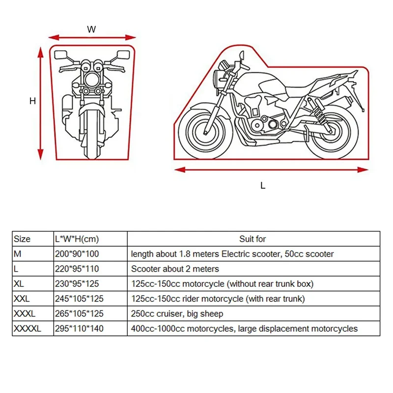 Motorcycle Cover 300D Polyester Covers Moto Scooter Raincoat Waterproof Protection for Honda Suzuki Kawasaki Yamaha BMW