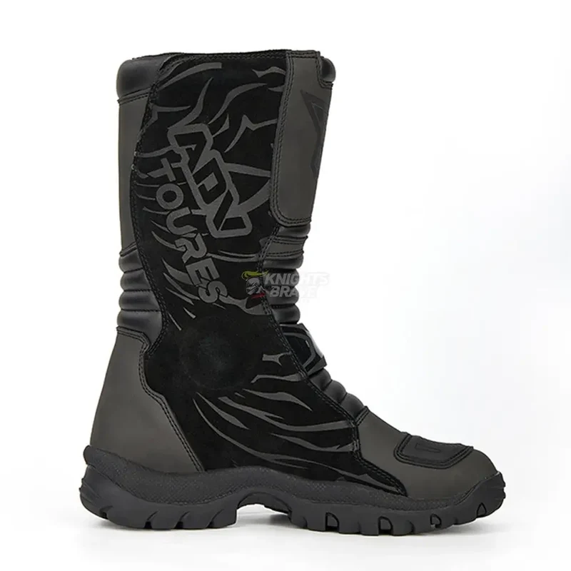 Retro Motorcycle Boots Cowhide Waterproof Mid-Calf Boots Black Botas Para Motociclista Hombre Motorbike Motocross Riding Boots