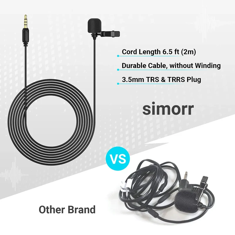 SmallRig L1-3.5mm TRS/TRRS Professional Lavalier Microphone for Mobile Phone Computer Vlogging Lapel Clip-on Mic 6.5ft 3388