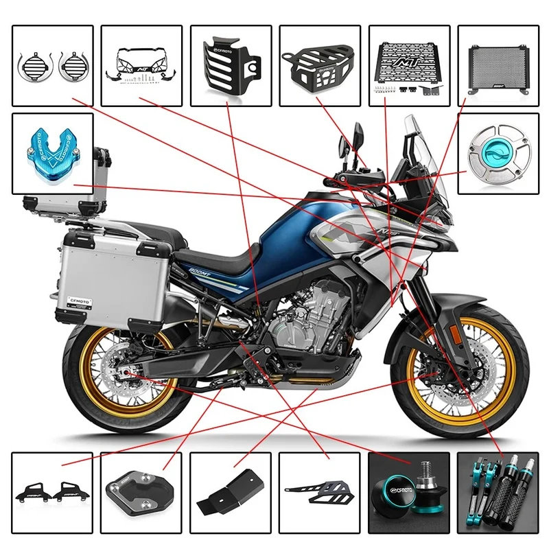 For CFMOTO 800MT 800 MT N39° 2021 2022 2023 Motorcycle Accessories Brake Clutch Levers Handlebar grip ends & Swingarm Sliders