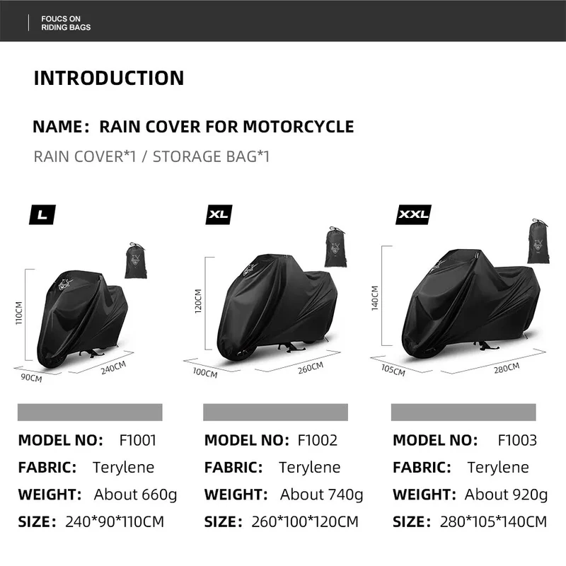 Rhinowalk Motorcycle Cover Outdoor Motorbike Rain Cover Protection Dust Wind Sunshade Dustproof Cover Fit For Universal Motor