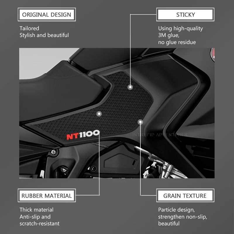2022 Side Fuel Tank Pad Knee Pad Grip Pad Tank Grips Fuel Tank Protection Stickers For HONDA NT 1100 NT1100 2021-2023