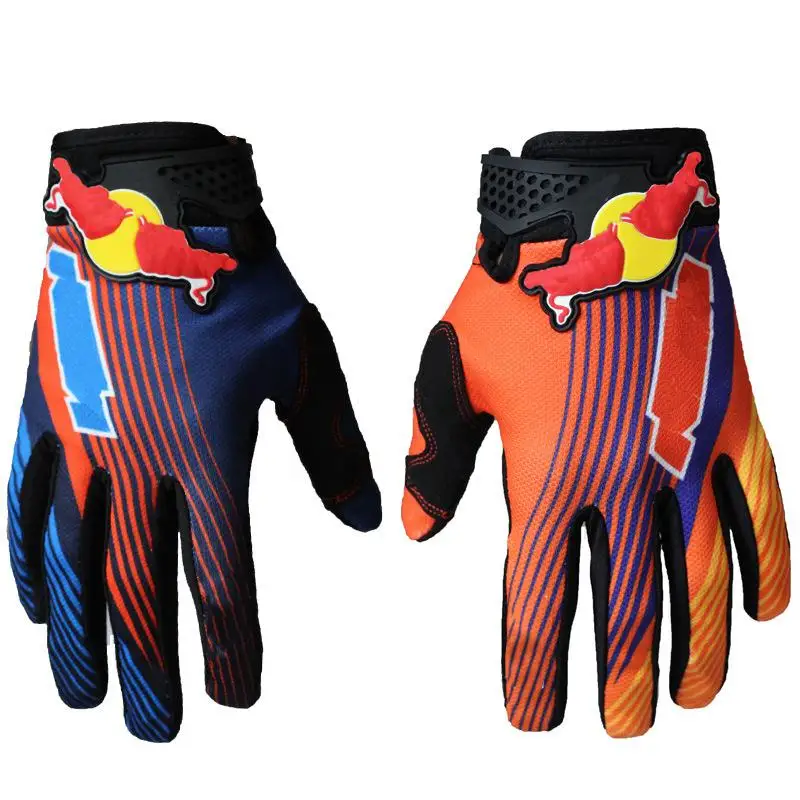 New Full Finger MX Motorcycle Gloves Red Color Bull Racing Gloves MTB BMX ATV DH Sports Riding Gloves Dirt Bike Motocross Gloves