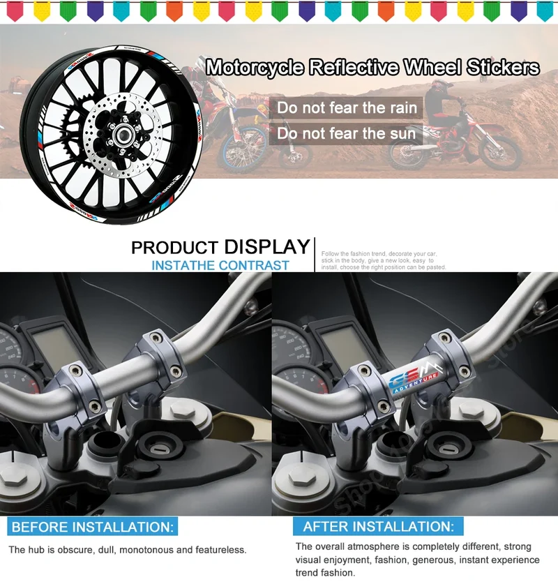 Motorcycle Stickers Reflective Decal R1250GS Adventure 2023 for BMW R1100GS R1150GS R1200GS ADV 2012 2019 2020 2021 2022 2024