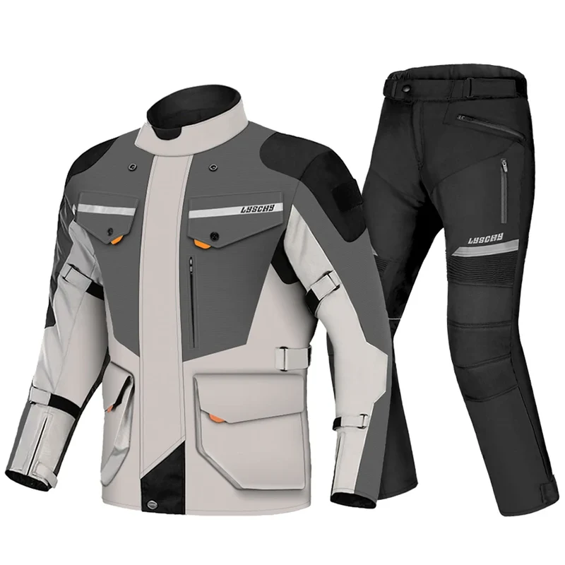 New Motorcycle Jacket Pants Suit Cold-proof Waterproof Winter Men Motorbike Riding Moto Jacket Protective Gear Armor Clothing