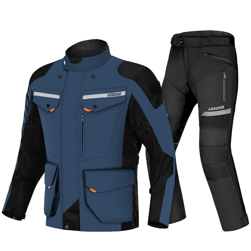 New Motorcycle Jacket Pants Suit Cold-proof Waterproof Winter Men Motorbike Riding Moto Jacket Protective Gear Armor Clothing