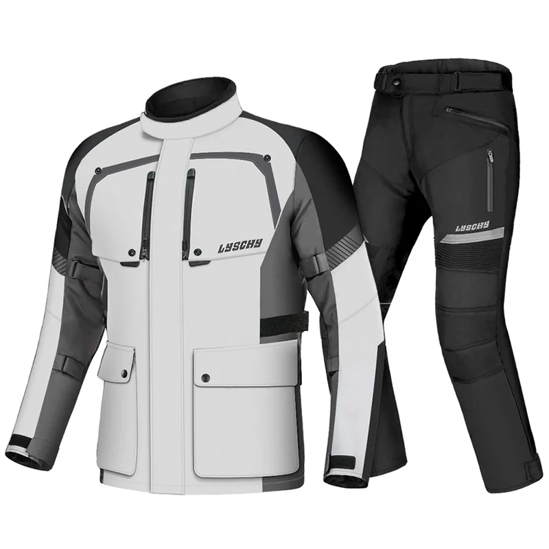 New Motorcycle Jacket Pants Suit Cold-proof Waterproof Winter Men Motorbike Riding Moto Jacket Protective Gear Armor Clothing