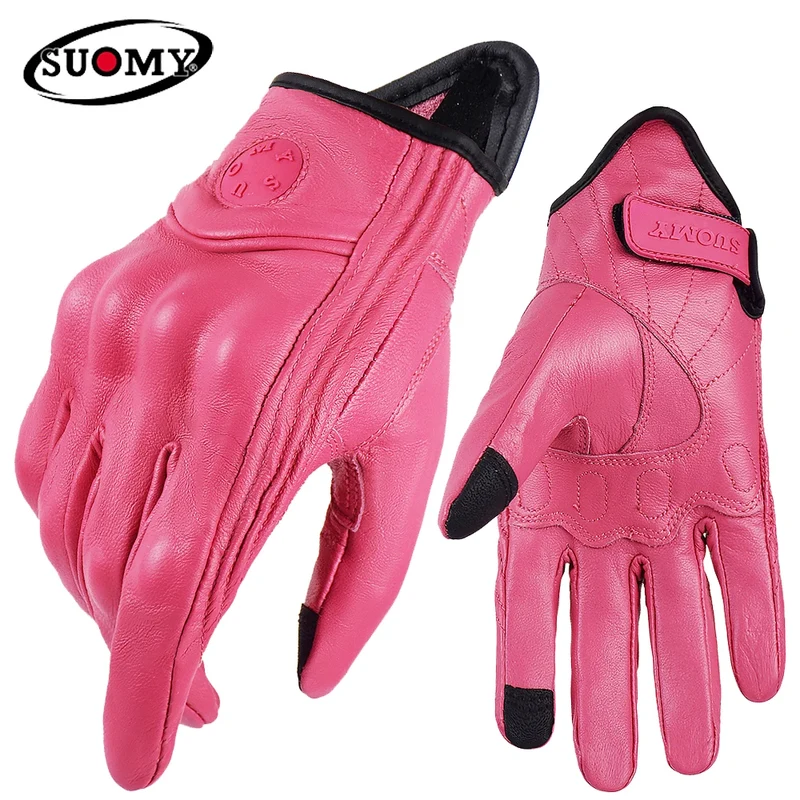 Vintage Motorcycle Gloves Touchscreen Retro Leather Motorbike Glove Men Women Cafe Racer Locomotive Knight Riding Guantes Yellow