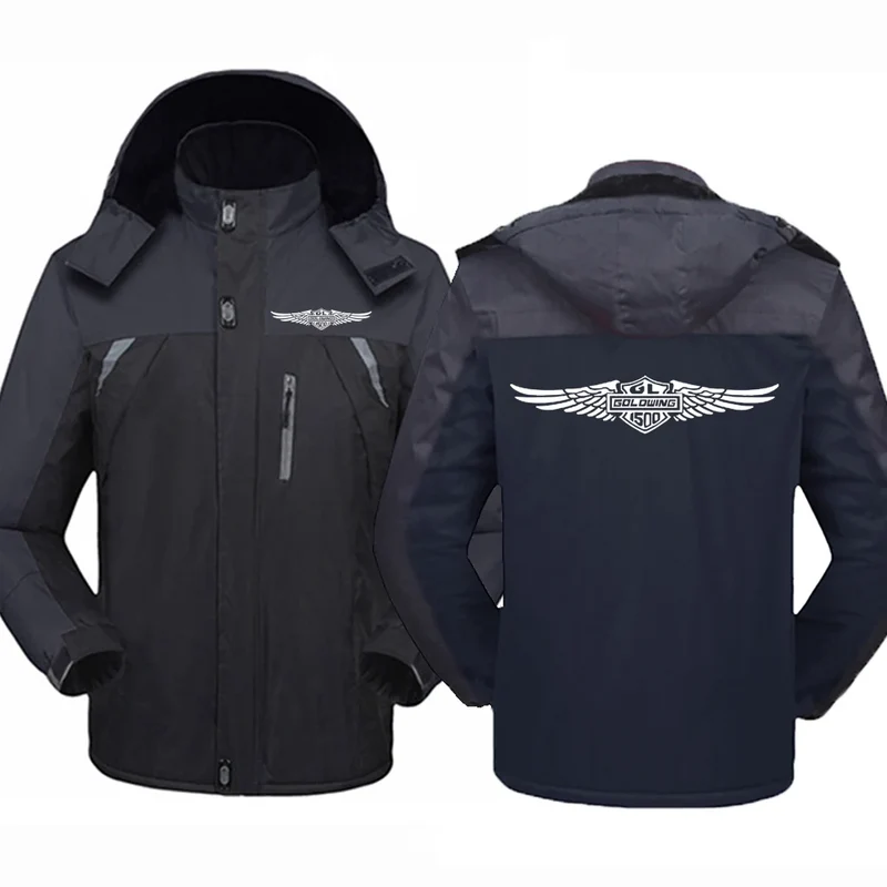 2023 Goldwing GL 1500 Winter Mens Casual Jacket Fashion Thick Coat Hooded Sportswear Zipper Windbreak Outwear Comfortable Tops