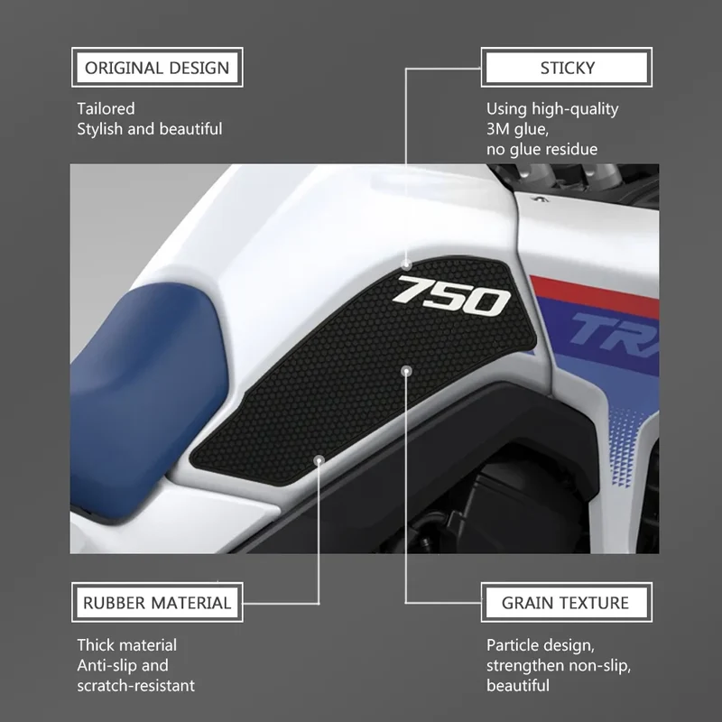 For Honda XL750 Transalp 2023 - Motorcycle Non-slip Side Fuel Tank Stickers Waterproof Pad Rubber Sticker Transalp XL 750