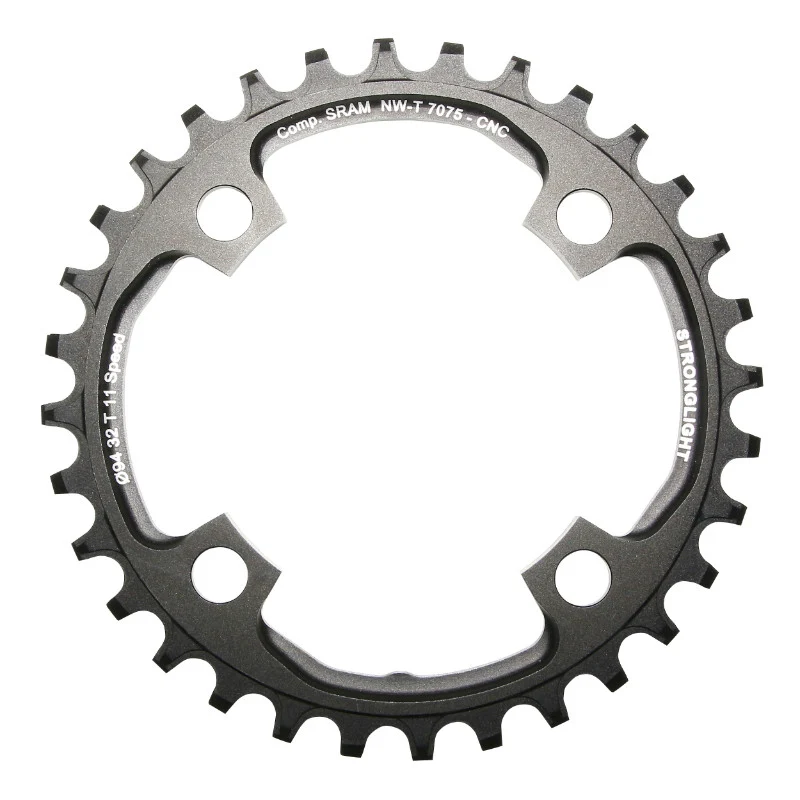 Plateau VTT 4 branches Ø 94 Pour Sram X01 Stronglight 32 dents Mono Noir Alu 7075 11V. Narrow Wide - Épaisseur 5 mm