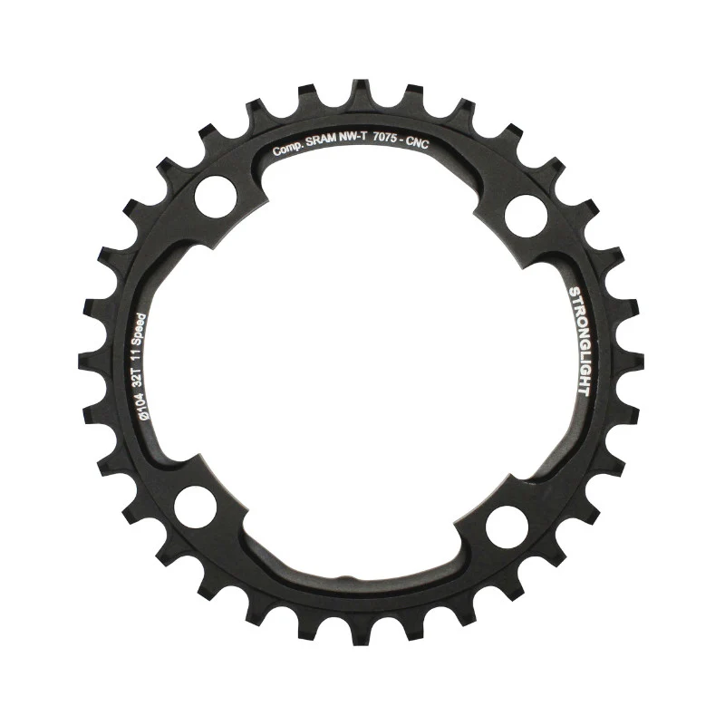 Plateau VTT 4 branches Ø 104 Pour Sram Xo1 Stronglight 32 dents Mono Noir Alu 7075 11V. Narrow Wide - Épaisseur 5 mm