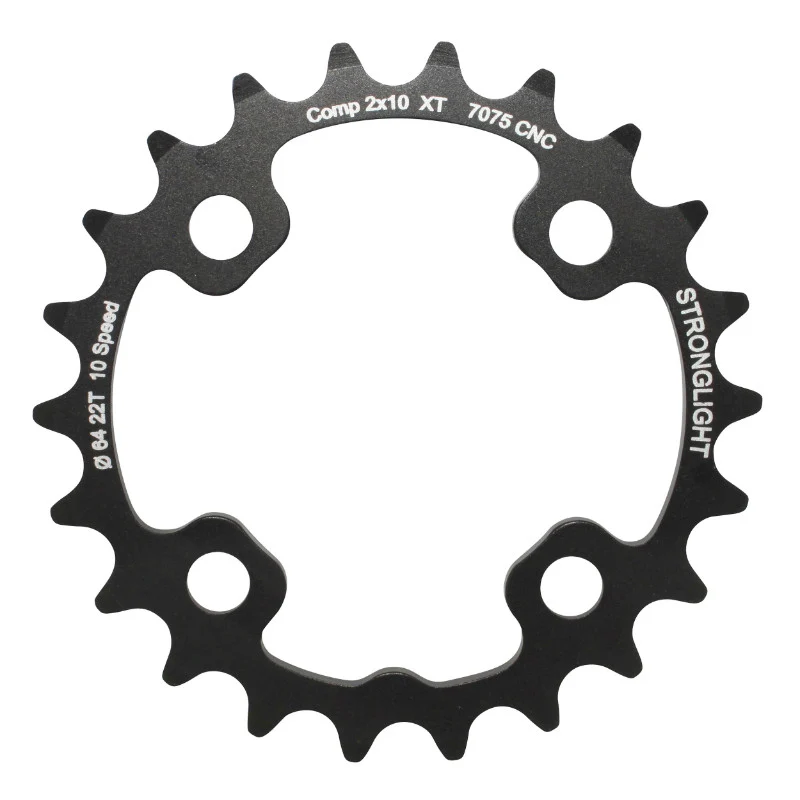 Plateau VTT 4 branches Ø 64 Pour Shimano Xt M785 Stronglight Double 22 dents Intérieur Noir (Pour Extérieur 36 dents) Non Filete - Épaisseur 3.5 mm 10V.