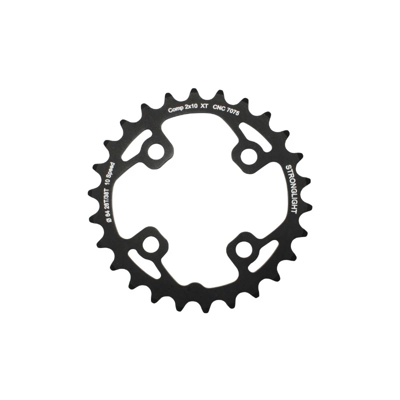 Plateau VTT 4 branches Ø 64 Pour Shimano Xt M785 Stronglight Double 26 dents Intérieur Noir (Pour Extérieur 38 dents) Non Filete - Épaisseur 3.5 mm 10V.