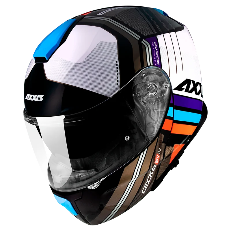Axxis FU403SV Gecko SV Epic 3 graphics colors sizes XS, S and XL transparent screen modular biker helmet (not include black viewfinder)