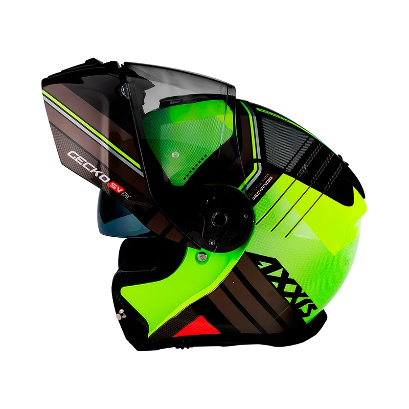 Axxis FU403SV Gecko SV Epic 3 graphics colors sizes XS, S and XL transparent screen modular biker helmet (not include black viewfinder)