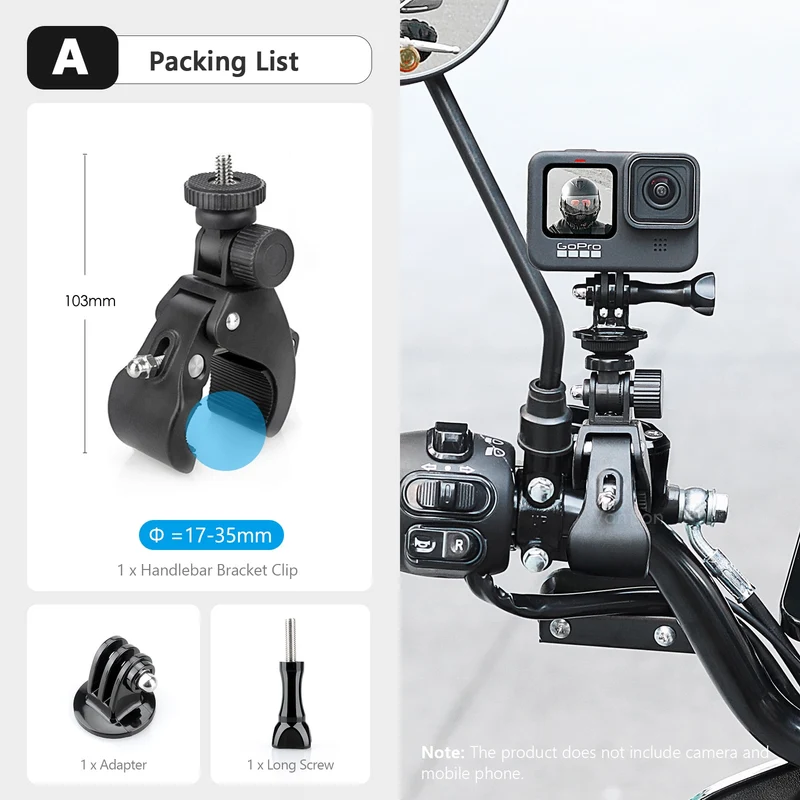 Vamson for GoPro 11 10 9 8 Motorcycle Accessories Holder Handlebar Mirror Mount Bike Bracket for DJI OSMO insta360 Action Camera