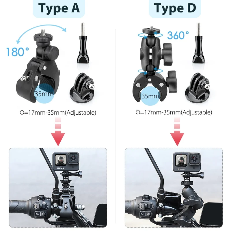 Vamson for GoPro 11 10 9 8 Motorcycle Accessories Holder Handlebar Mirror Mount Bike Bracket for DJI OSMO insta360 Action Camera