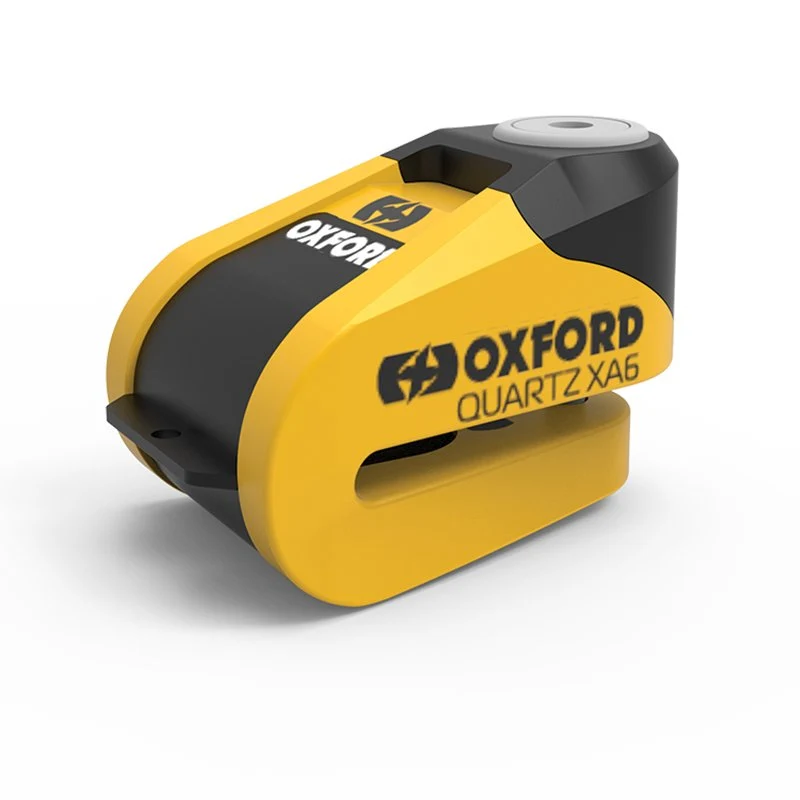 Oxford Quartz XA6 LK215-motorcycle disc lock lock with alarm (6mm bolt) yellow/black