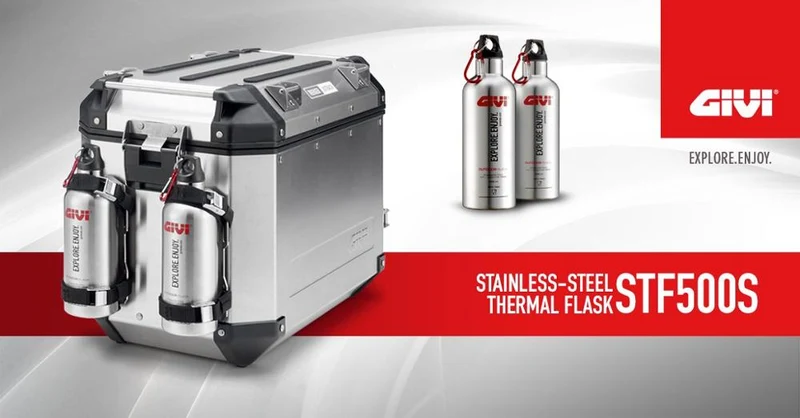 Givi STF500S-Moto thermal sports bottle stainless steel 500ML. Maintains 12H