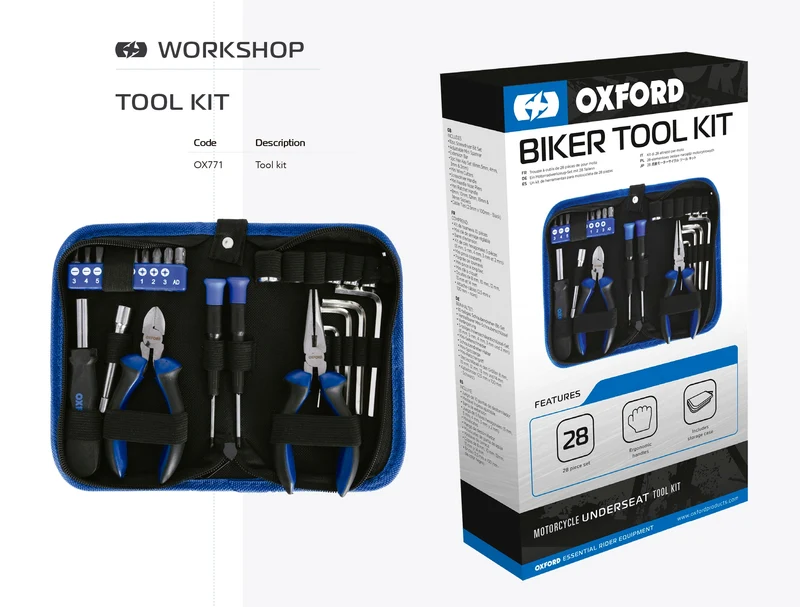 Oxford OX771-motorcycle, motorcycle, blue and black emergency tools Kit, Motor