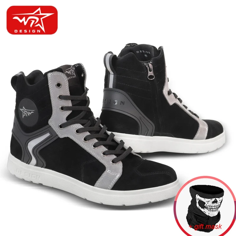 Men's Motorcycle Shoes Four Seasons Motorbike Gear Shift Breatheable Anti-fall Rider Road Racing Casual Shoes Boots