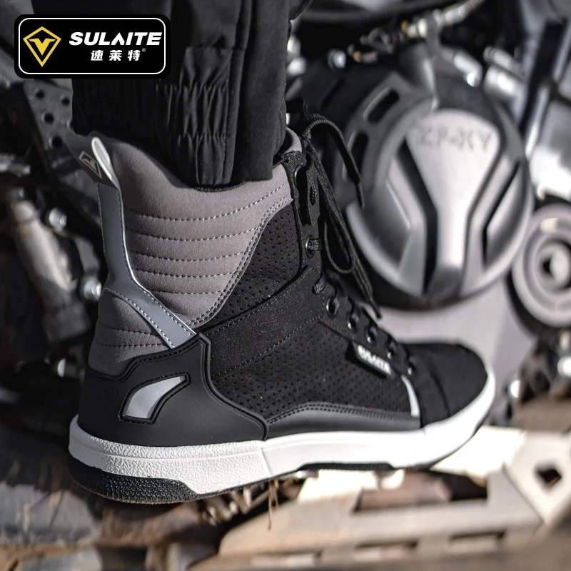 Men's Motorcycle Shoes Four Seasons Motorbike Gear Shift Breatheable Anti-fall Rider Road Racing Casual Shoes Boots