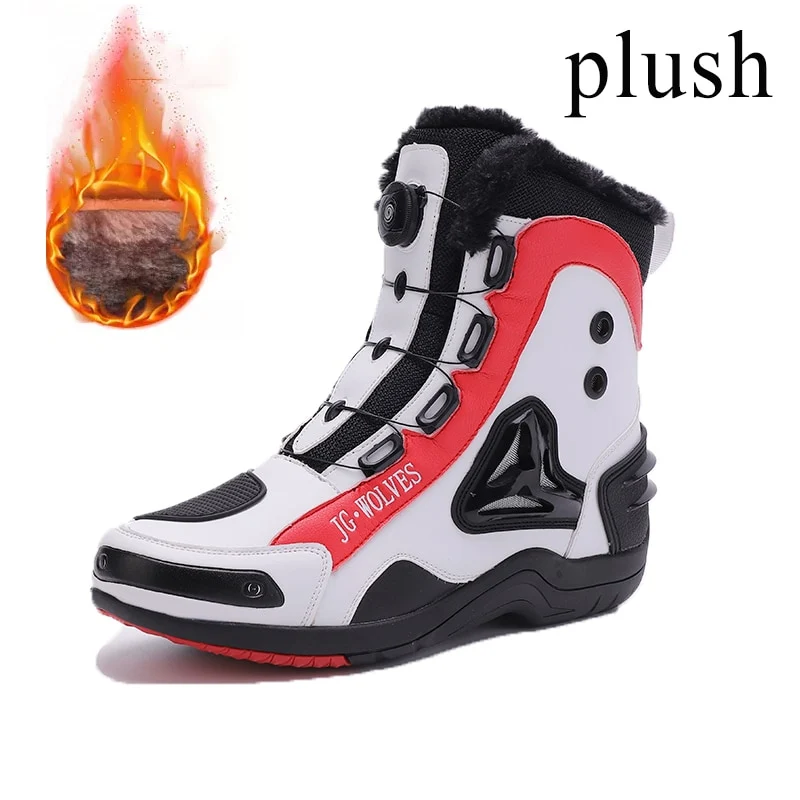 Professional Men Motorcycle Boots Microfiber Leather Waterproof Quick Lacing Big Size 46 47