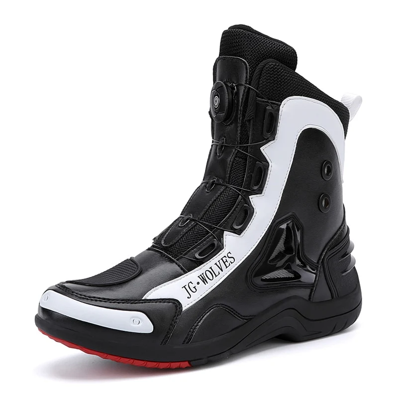 Professional Men Motorcycle Boots Microfiber Leather Waterproof Quick Lacing Big Size 46 47