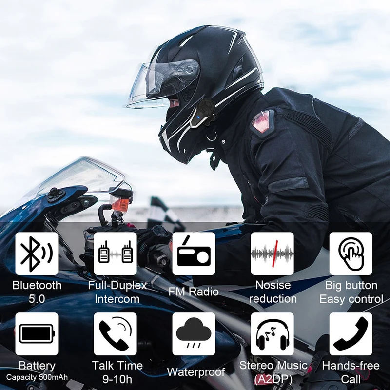 BT-S3 Motorcycle Helmet Intercom Headset Headphones BTS3 Motorbike Communication System FM Radio 3 Riders Walkietalkie