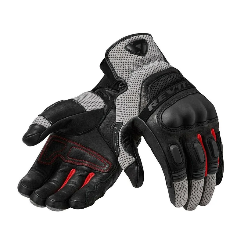 Revit Dirt 3 Mens Leather Gloves Black Motorbike Gants Moto GP Off Road Racing Guantes For Men Touring Black GrEy
