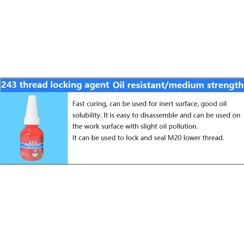 Medium Strength Threadlocker 10ml Loctite 243 Screw Adhesive Anaerobic Glue Anti-loose Seal Thread Lock Locking Seal Glue