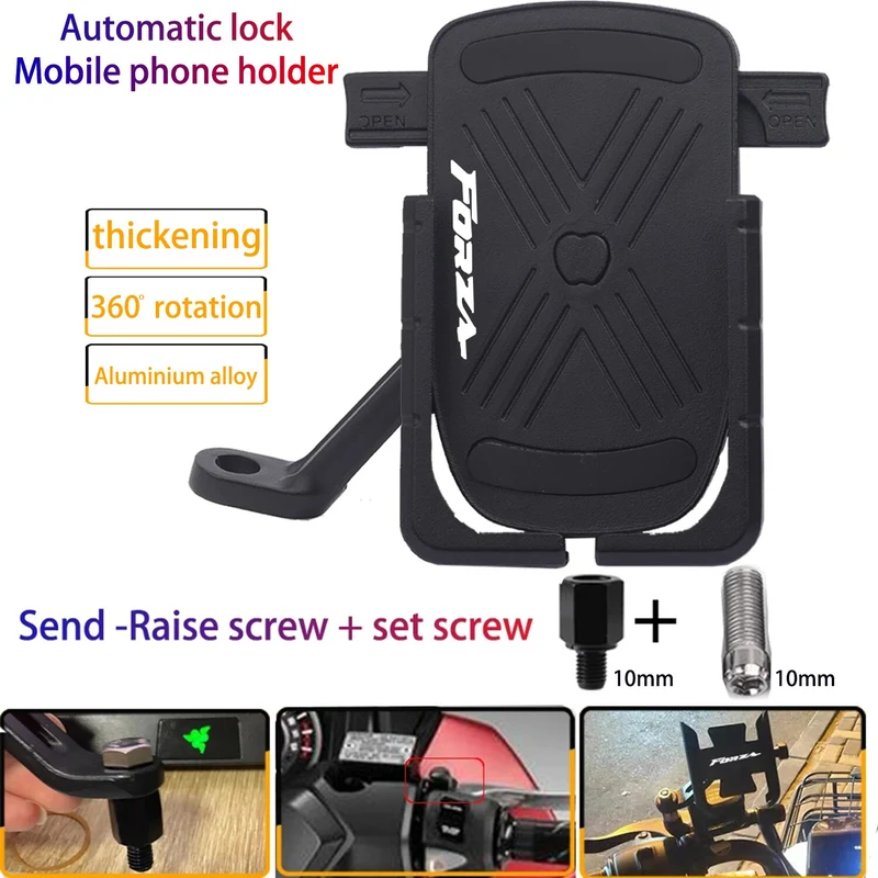 For Honda Forza 125 250 300 350 750 Motorcycle Mobile Phone Holder GPS Navigator Rearview Mirror Handlebar Bracket Accessories