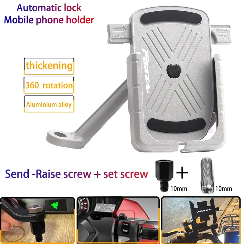 For Honda Forza 125 250 300 350 750 Motorcycle Mobile Phone Holder GPS Navigator Rearview Mirror Handlebar Bracket Accessories