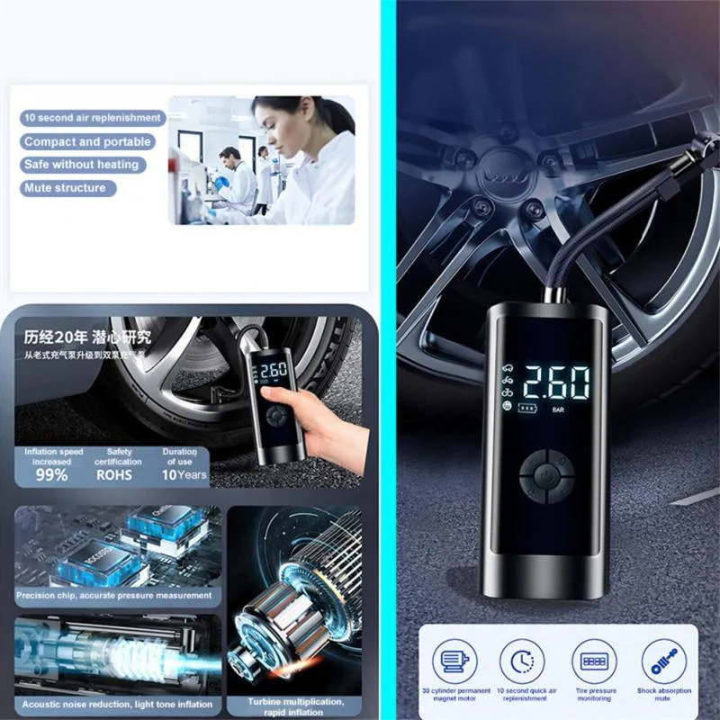 Portable Mini Air Pump Electric Bike Air Inflator 160PSI Car Air Compressor Bicycle Air Pump Tire Pump Car Tyre Inflatable