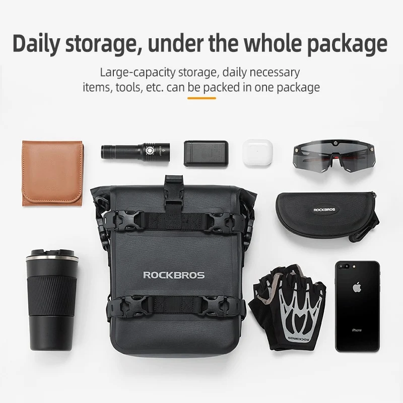 Rockbros Motorcycle Bag Side Bag Waterproof Side Luggage Motorcycle Travel Bag Quick-Release Riding Guard Bar Bag Bike Tail Bag