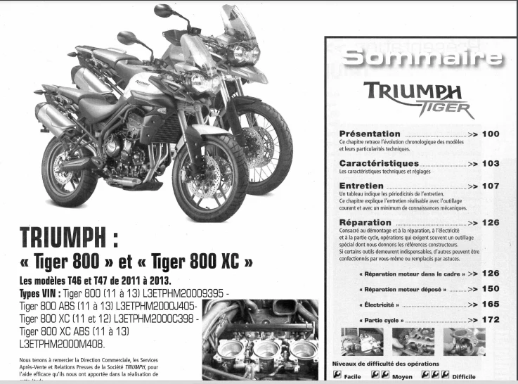 Manuel de réparation Triumph Tiger 2011 2013