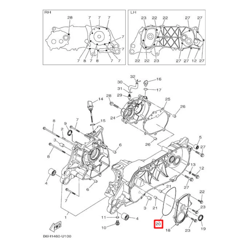 Torica tapa interior variador/cigueñal Yamaha N-Max / X-Max 125 21-26