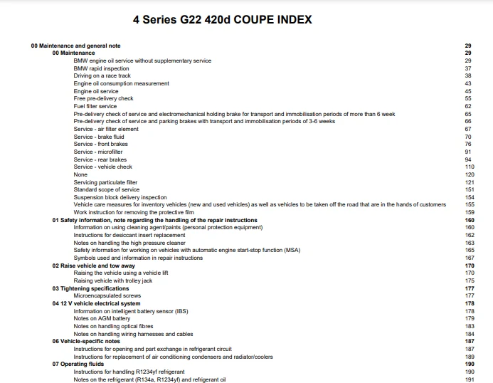 Manuel d'atelier BMW 420 d G22 2020