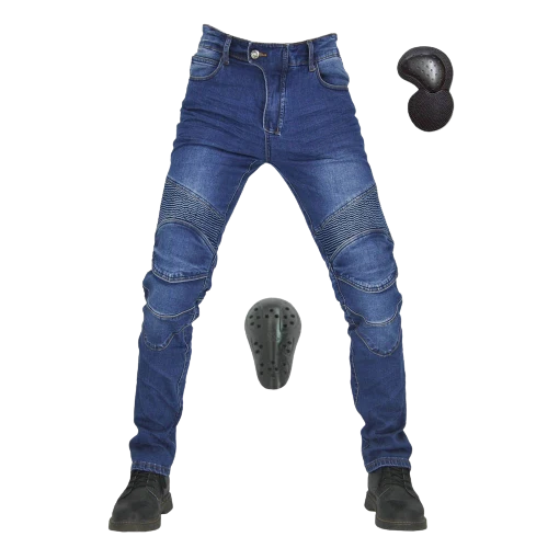 Jean de moto bleu classique