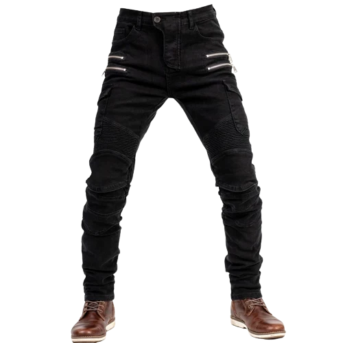 Jean de moto noir à zips