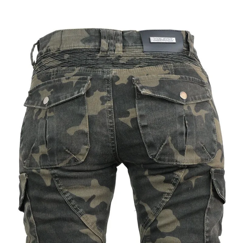 Jean de moto camouflage militaire pour femme