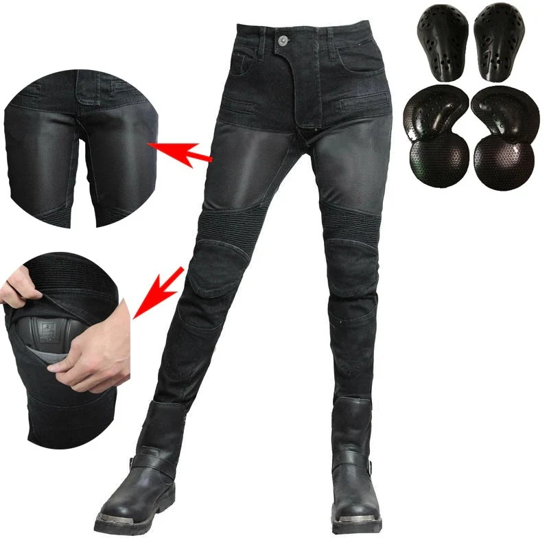 Jean de moto noir pour femme