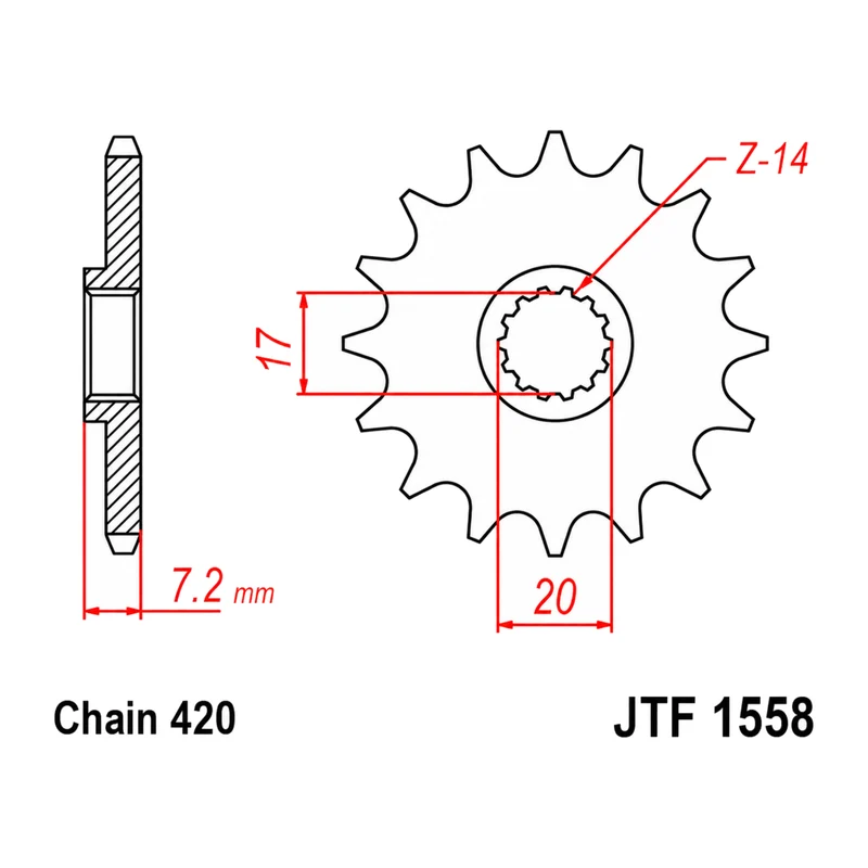 Piñón de acero Yamaha YZ 65 18-26 Z-14 dientes JT Sprockets
