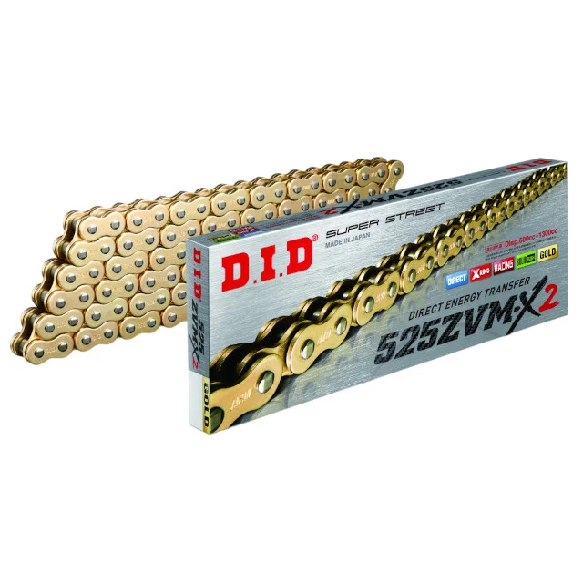 Cadena de transmisión X-Ring paso 525 ZVMX2 110 eslabones G&G D.I.D - dorado
